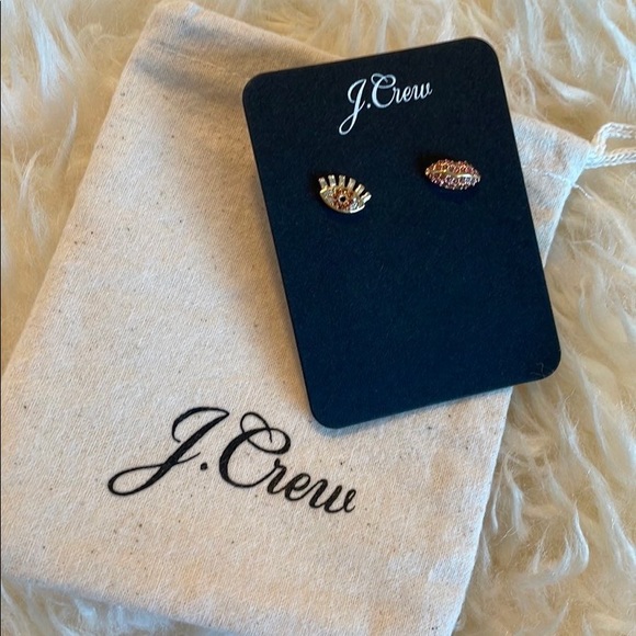 NWT J Crew Lip and Eye Pave Earrings - Picture 6 of 6